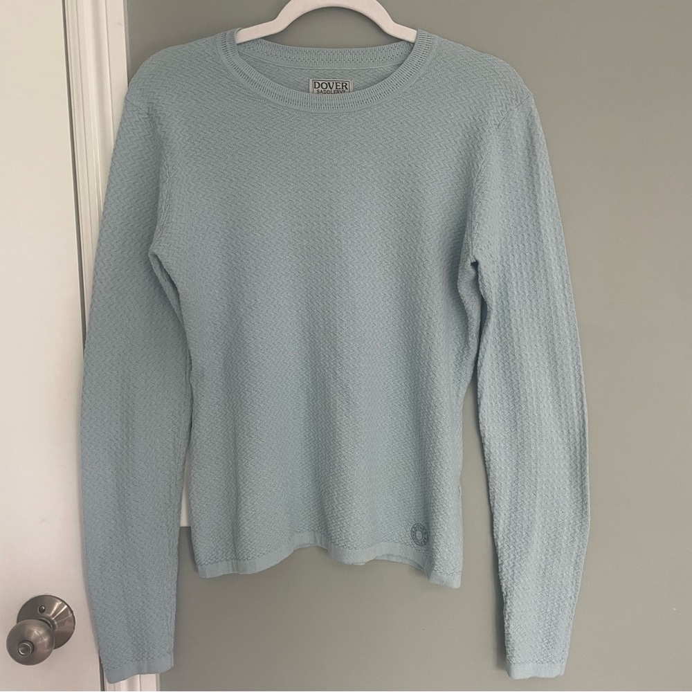 Dover Saddlery Lightweight Blue Long Sleeve Equestrian Style Sweater